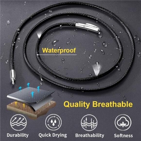 Waterproof Braided Leather Cord Chain Necklace,Men Women DIY Woven Wax RopeChain - Picture 3 of 7